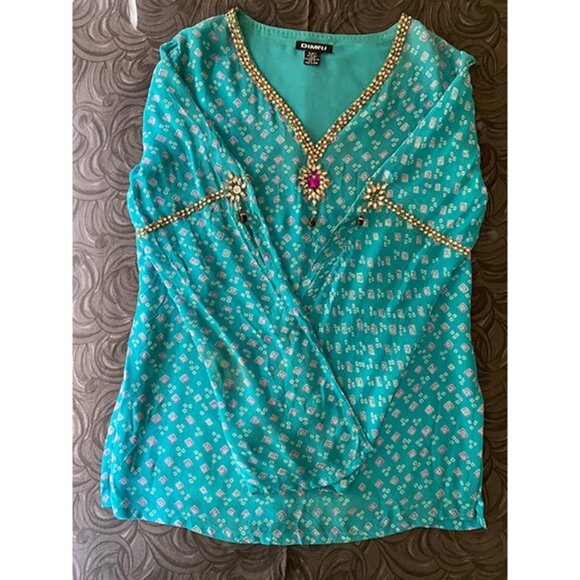 DIMRI: 100% Silk long sleeve tunic with beading. 100% polyester lining. Size S - Picture 1 of 10